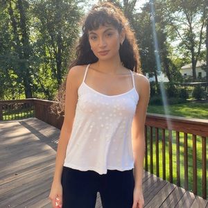 Garage, white loose tank top, size Small